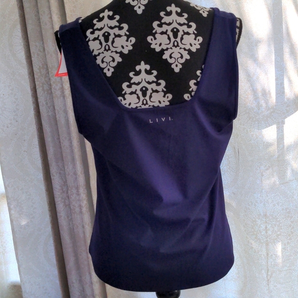NWT LIVI for Lane Bryant Purple W/White Stripes Wicking  Tank Top, Size 14/16 - Picture 4 of 10